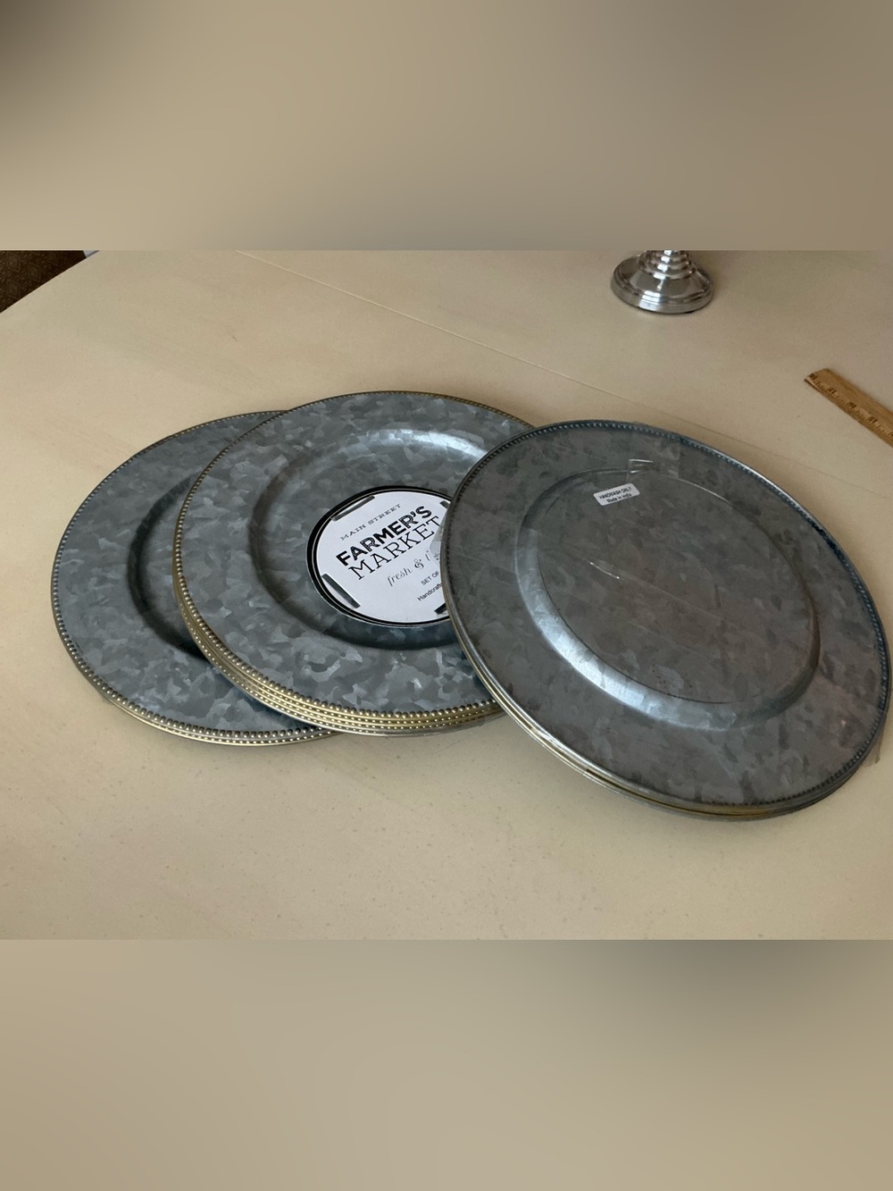 NWT Set/4 Aluminum Dinner Plate Chargers 🍽️